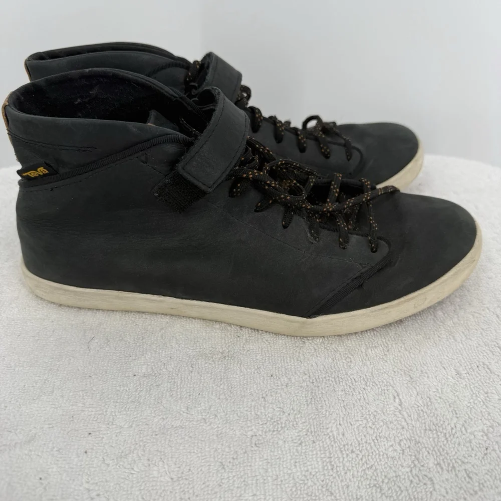 Teva Willow Chukka Sneaker Black Leather High Top Shoe Women's Size 9.5